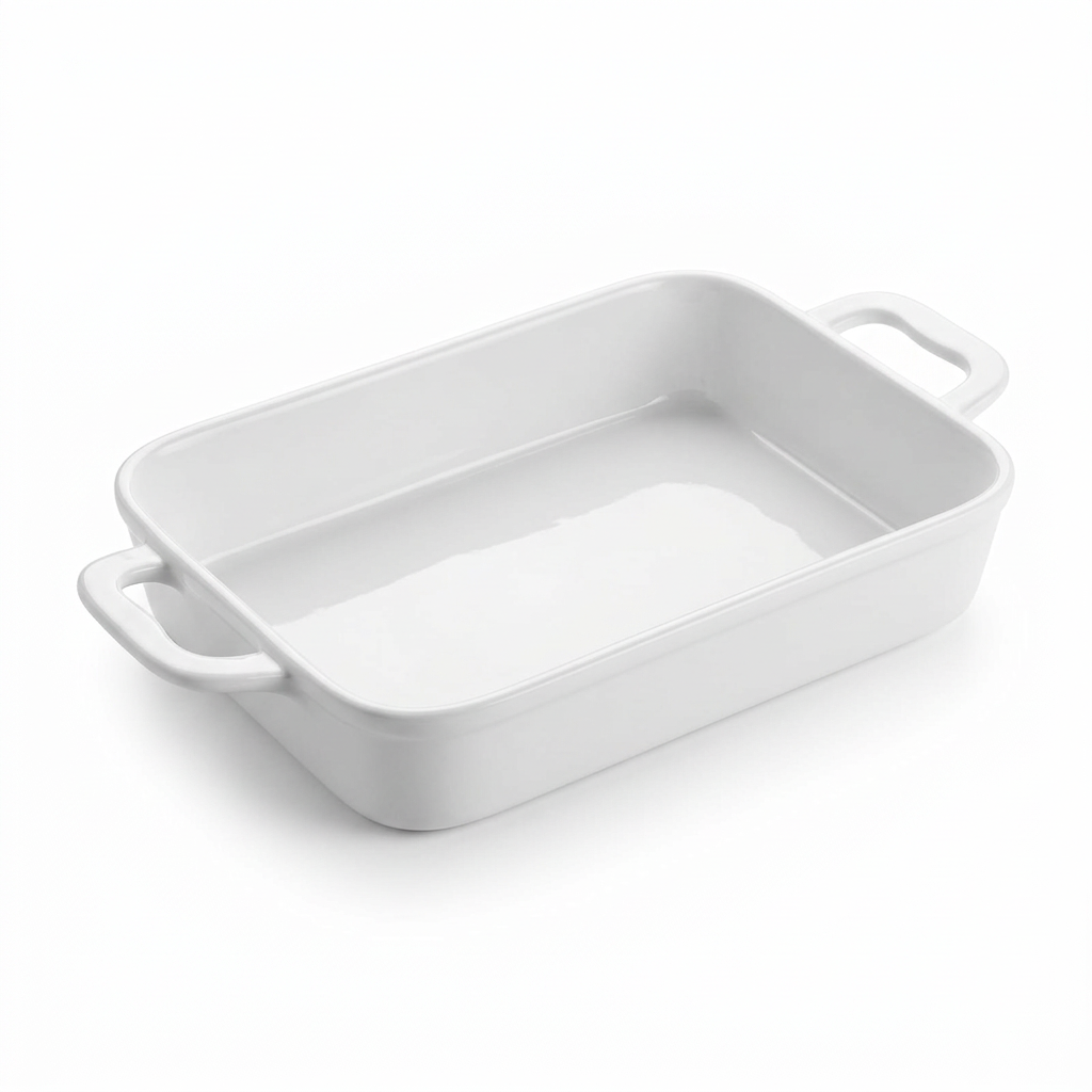 Rectangular Ceramic Baking Dish with Handles White – 27×20cm