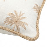 Rectangular Palm Tree Cushion Ivory & Beige - 28×50cm