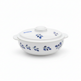 Henlee White & Blue Melamine Bowl with Lid - 7.75 Inch