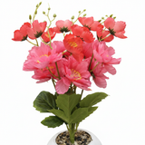 Artificial Flower Plant Pink with White Plastic Pot - 40cm