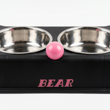 Plastic & Metal Double Pet Food Bowl Set Black - 30×14cm