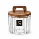 Hamid Glass Canister with Wooden Lid - 450ml