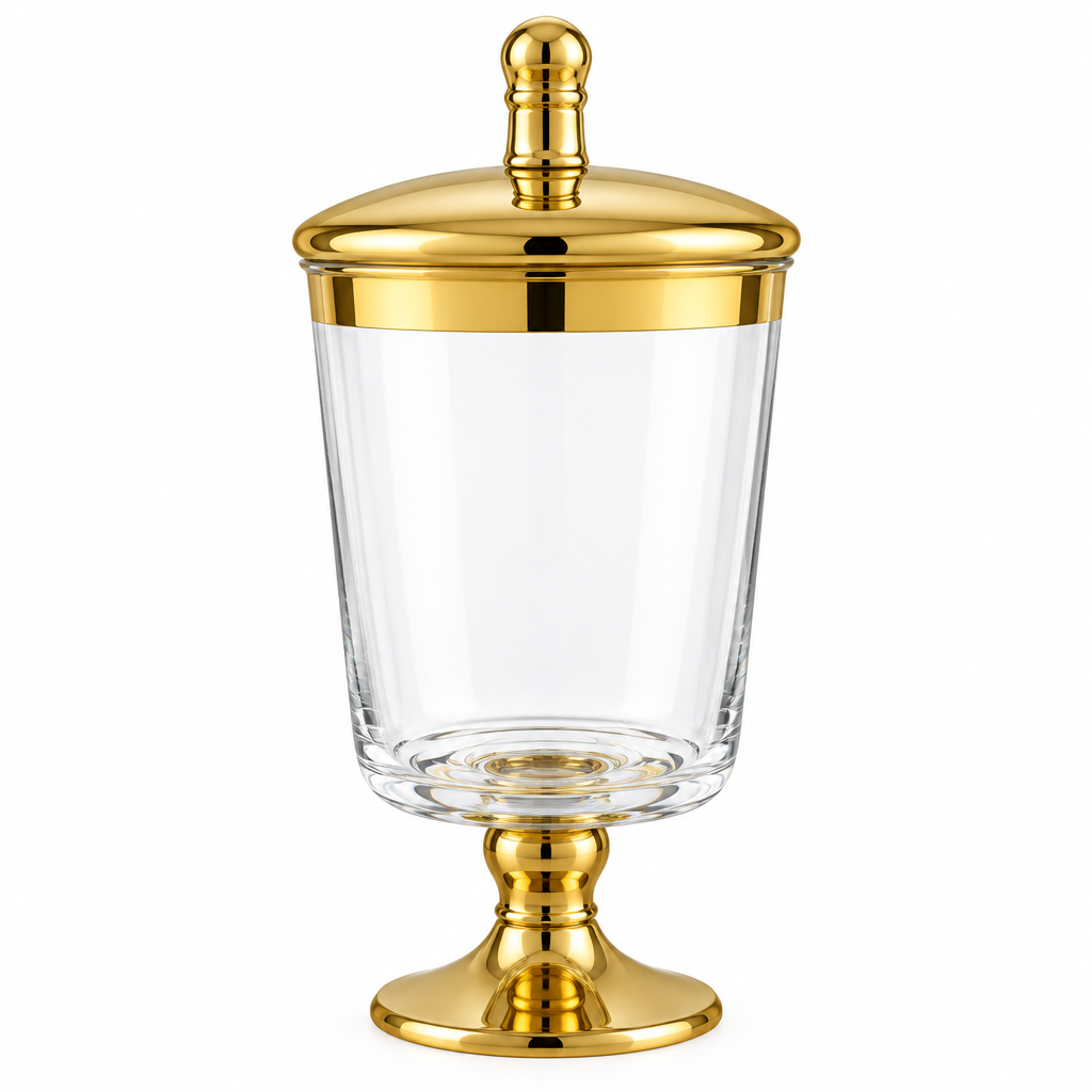 Danny Home Glass Footed Candy Pot Gold - 20x12cm