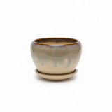 Ceramic Vase with Base Taupe Beige - 10×12cm