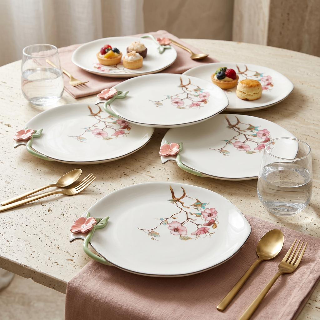 Angela Ceramic Plate Set 5 Piece Set - 20×18cm