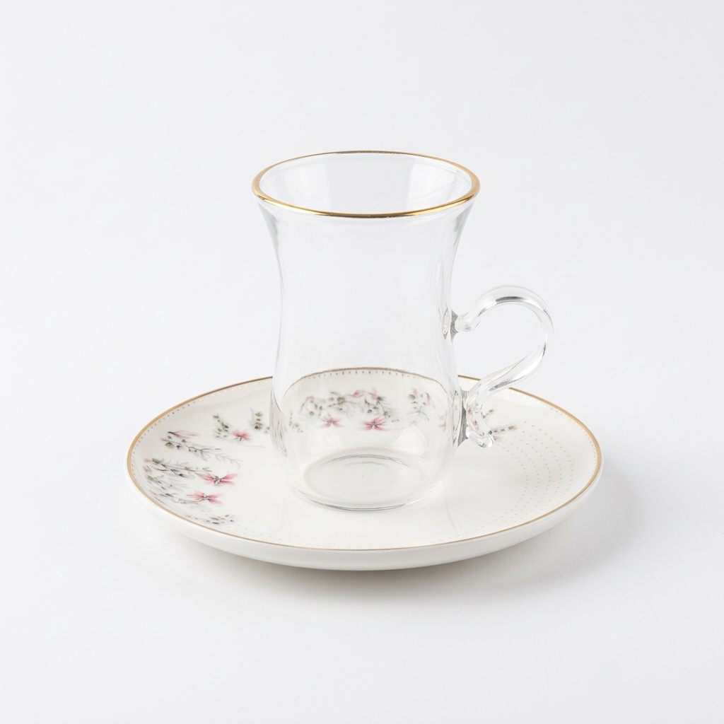 ABL Ceramic & Glass Cup and Saucer 12 Piece Set - 120ml