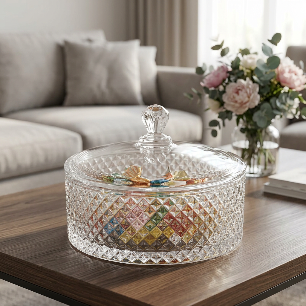 Hamid Glass Candy Pot with Lid - 18cm