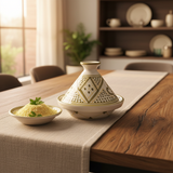 Slama Cream & Olive Gold Ceramic Tajine Set - 13cm