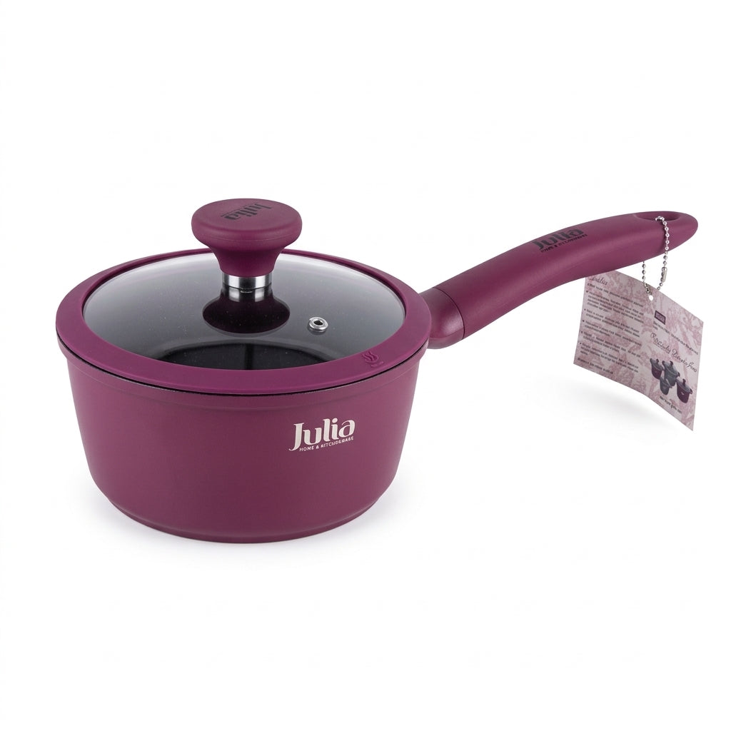 Julia Saucepan With Lid 16cm - Velvet Berry - Durable Die-Cast Aluminum - Non-Stick