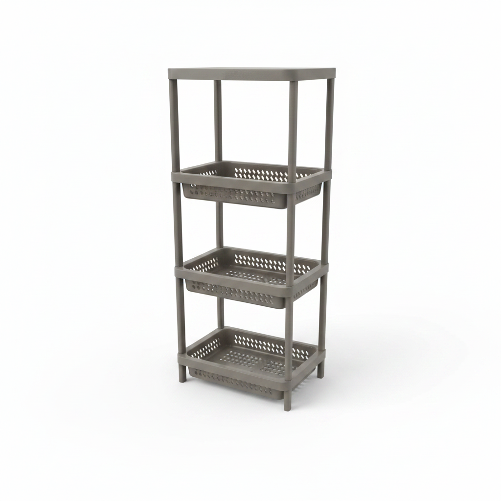 Plastic 3-Tier Storage Rack Taupe Grey - 80×32×22cm