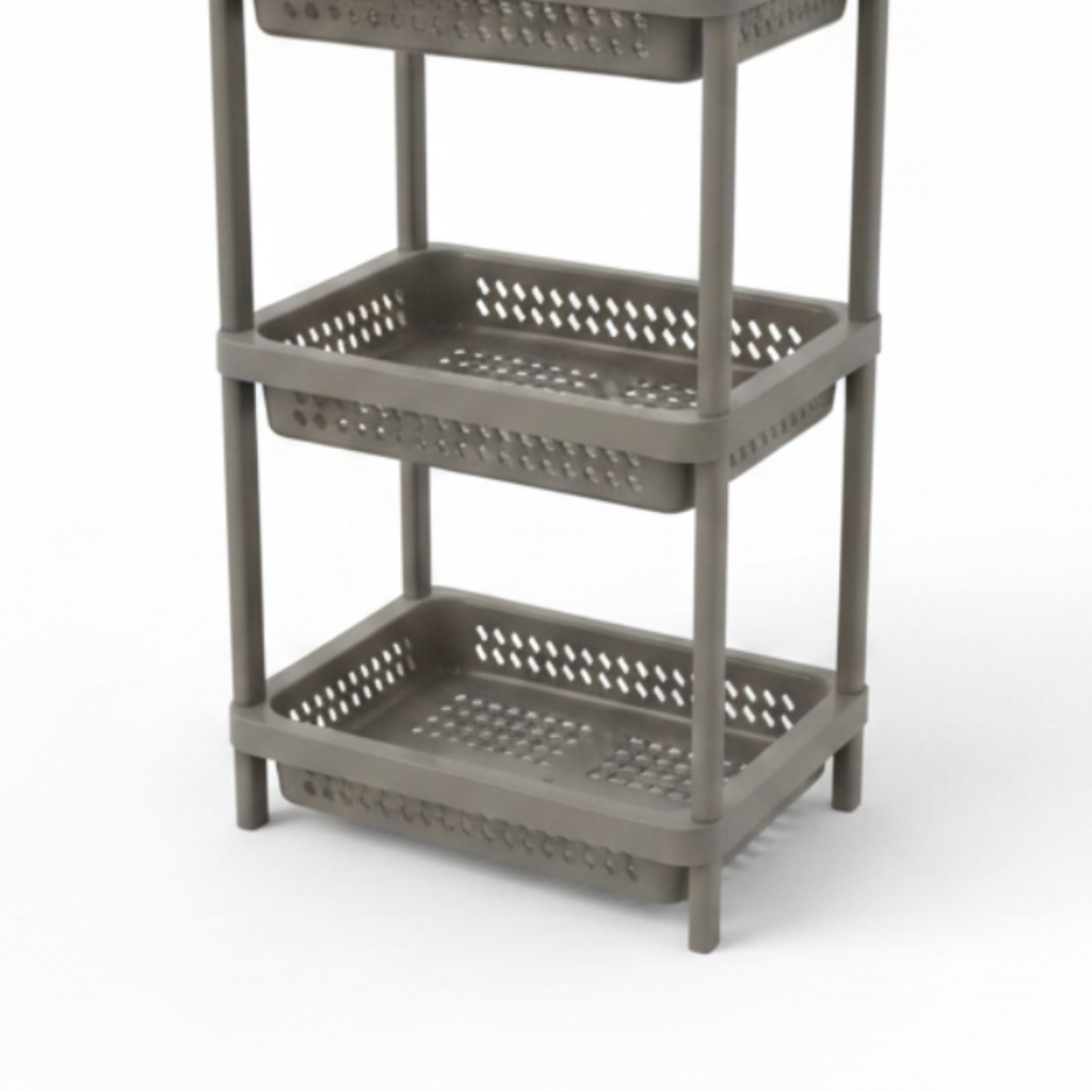 Plastic 3-Tier Storage Rack Taupe Grey - 80×32×22cm