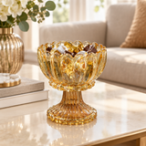 Glass Footed Candy Bowl with Scalloped Rim – 12×10cm