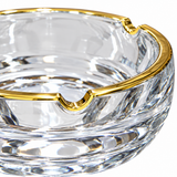 Diamond Glass Ashtray with Golden Rim – 15cm