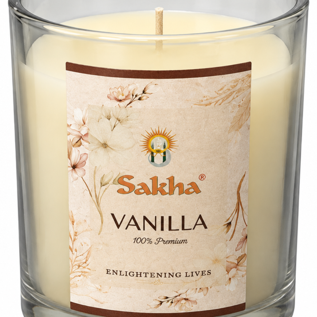 Sakha Vanilla Scented Candle in Glass Jar - 11×9cm