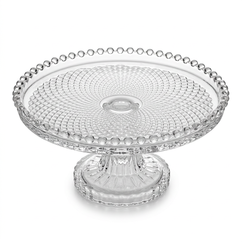 Delisoga Glass Footed Cake Plate - 20cm