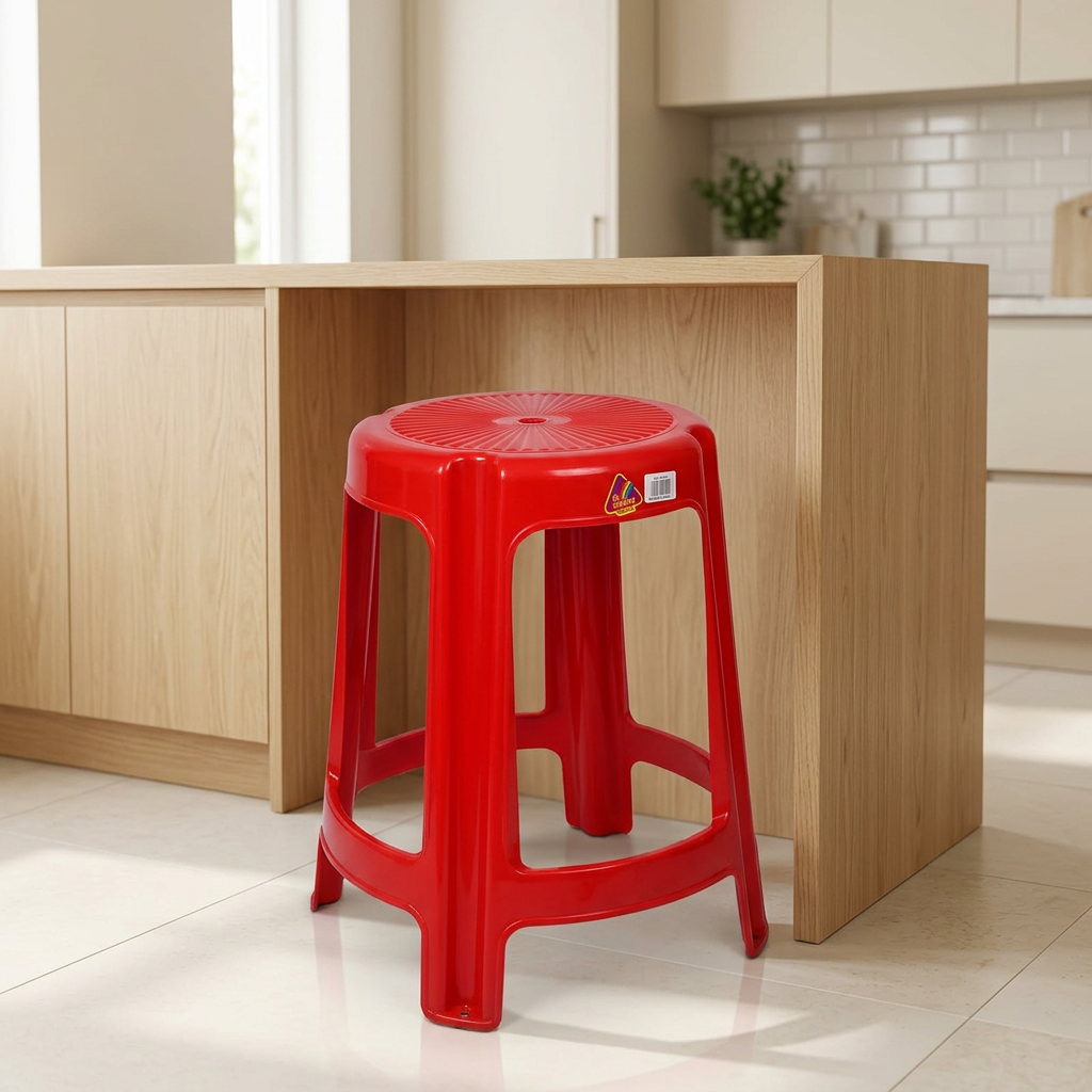 Family Plastic Stool Red - 55×35cm