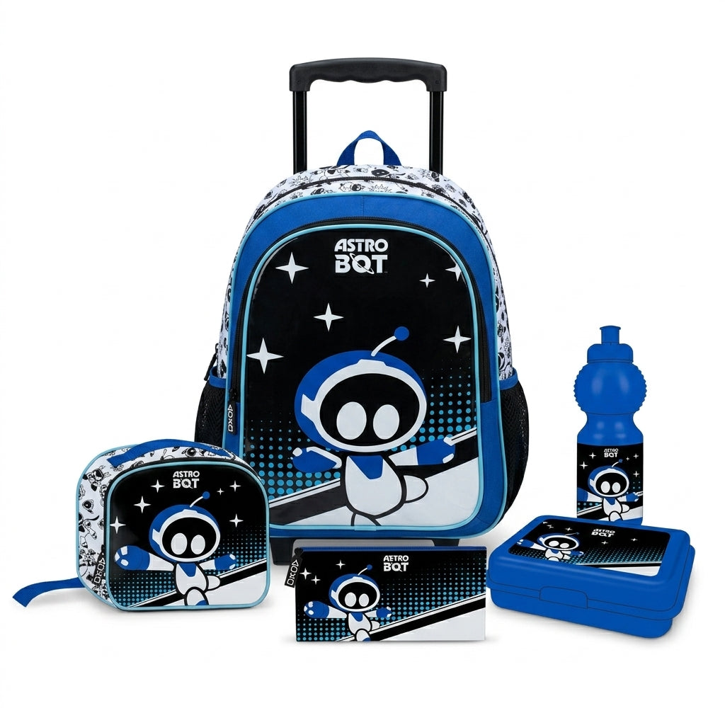 Astro Bot 5-in-1 18-Inch Trolley School Set