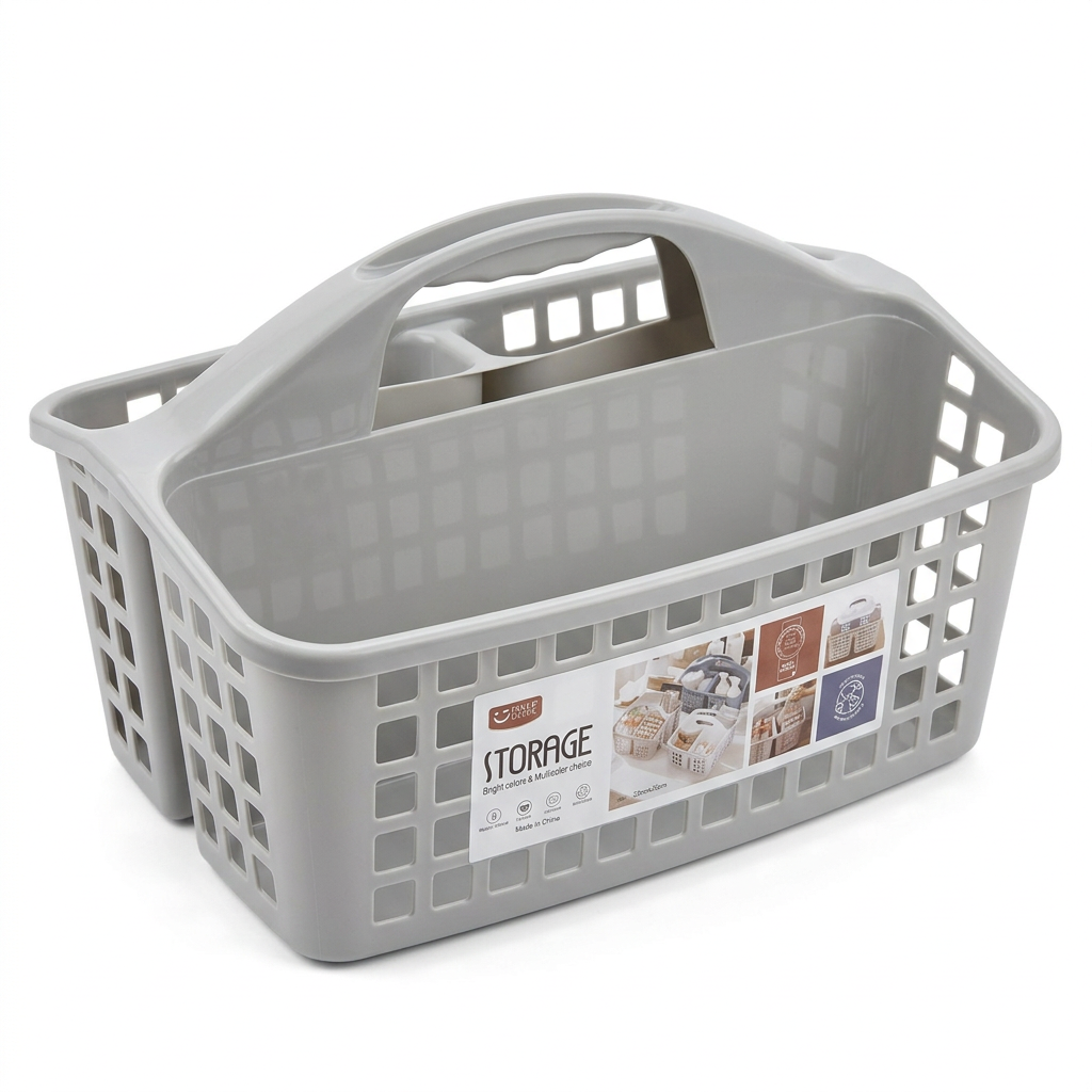 Plastic Handy Storage Basket with Carry Handle Grey – 32×20cm