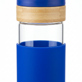 Glass Water Bottle with Silicone Cover Blue - 1 Litre