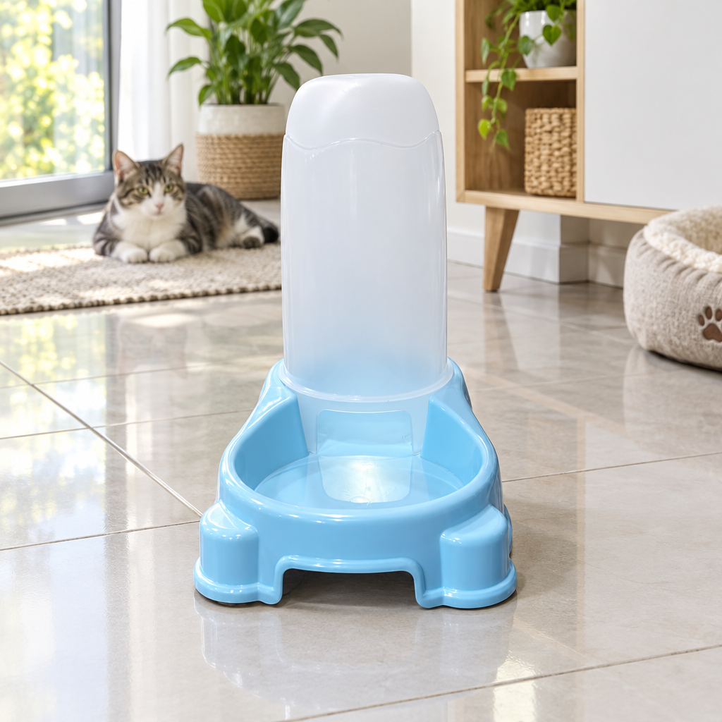 Plastic Pet Food Feeder Light Blue - 25×25cm
