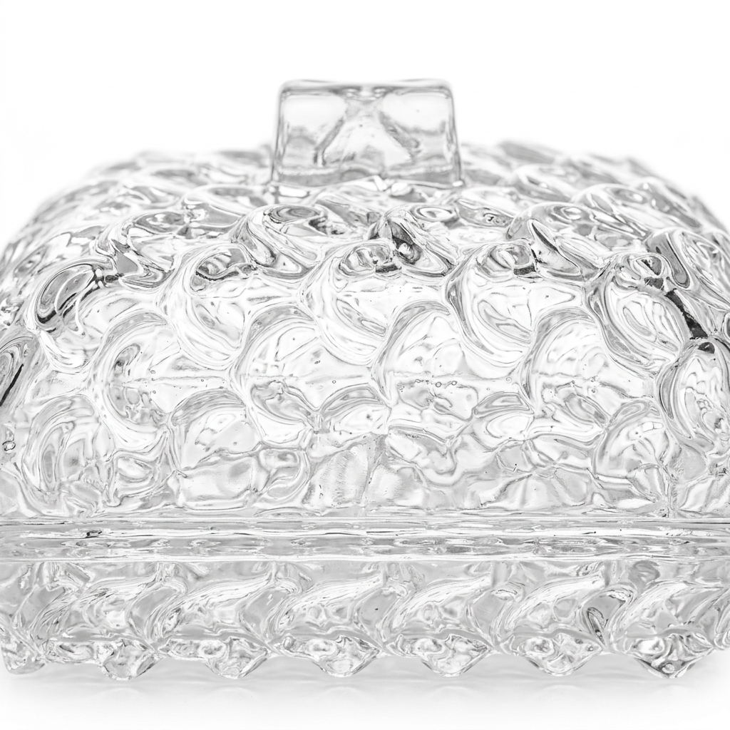 Glass Butter Dish with Decorative Lid – 15×10cm