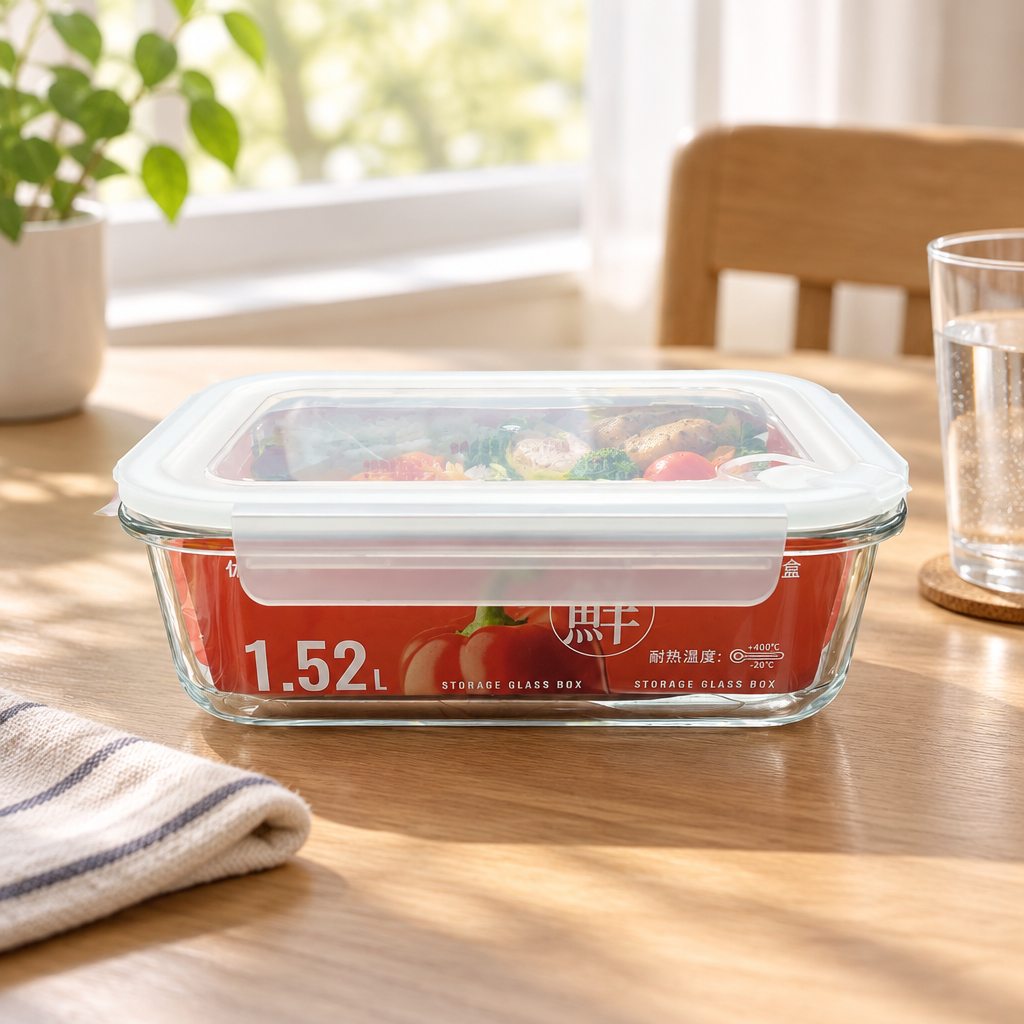 Glass Food Storage Container with Lid - 1520ml
