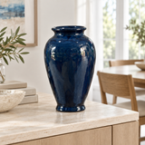 Glossy Ceramic Flower Vase Dark Navy Blue - 30cm