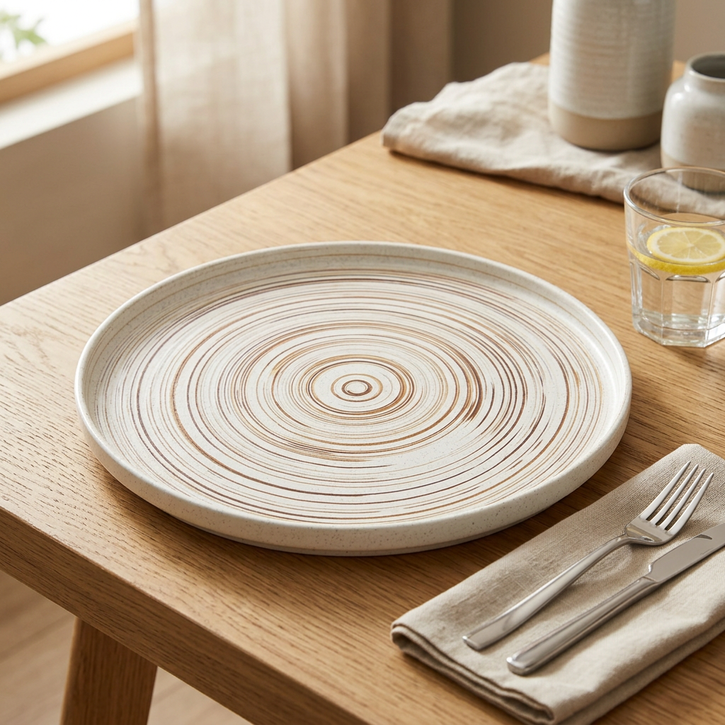 Ceramic Plate Cream Cream and Beige - 31cm