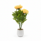 Artificial Flower Plant Yellow with White Plastic Pot - 40cm