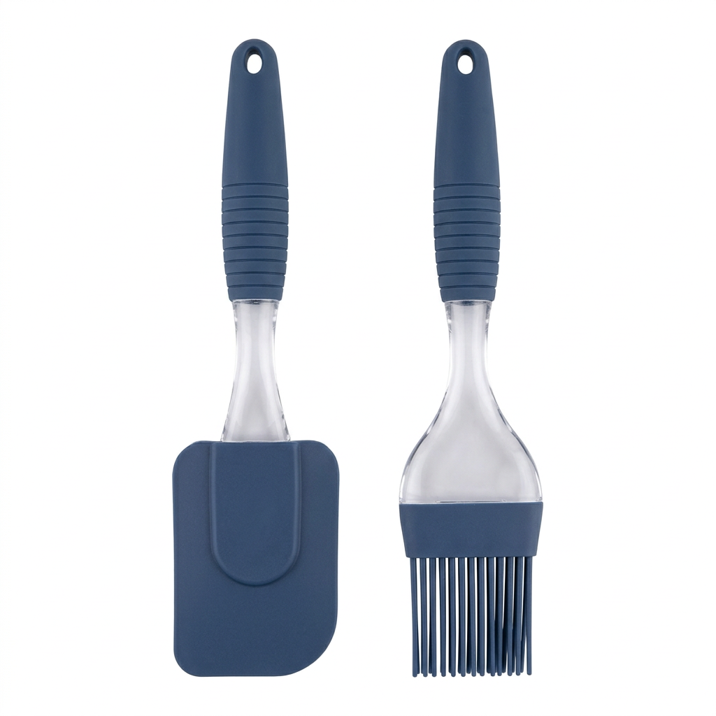 Yuniverse Silicone Spatula & Oil Brush Set Navy Blue - 22×25cm