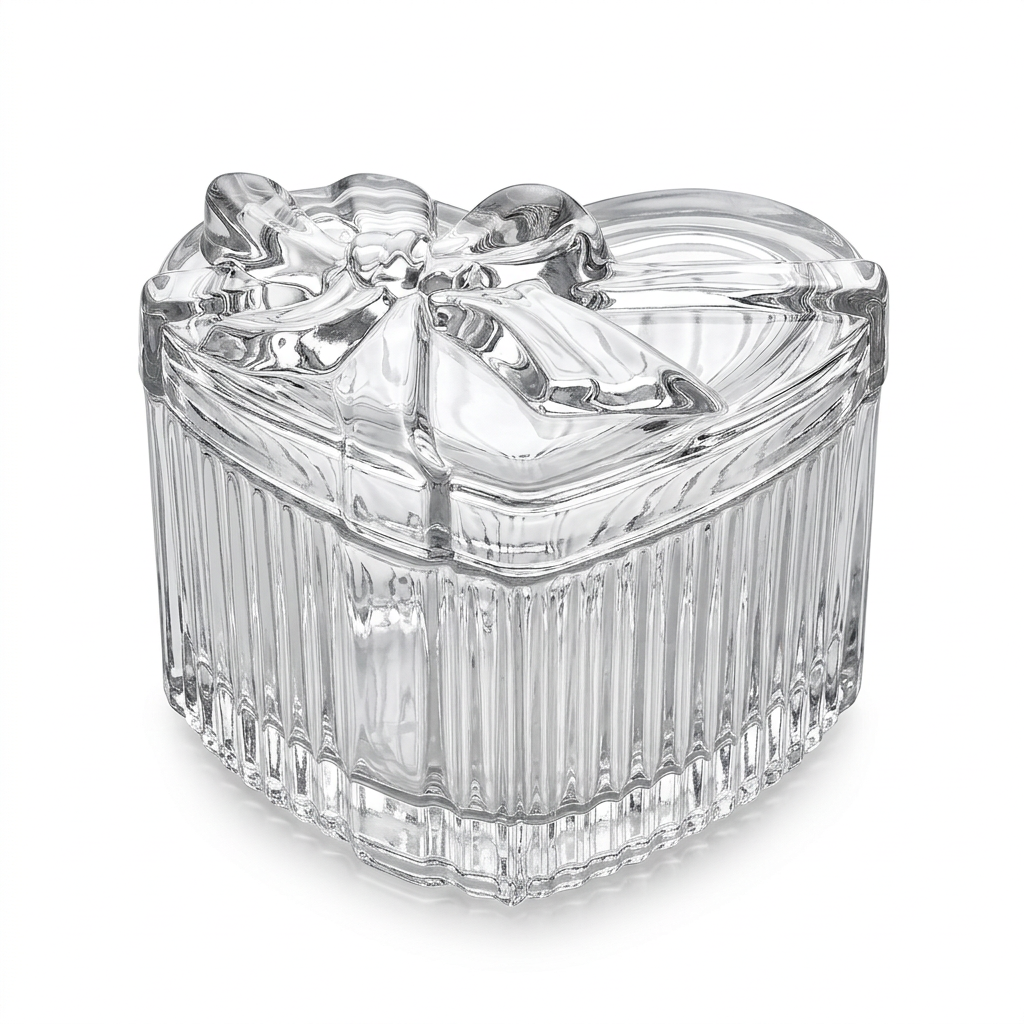 Deli Heart-Shaped Glass Sugar Pot - 8cm