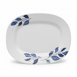 Henlee White & Blue Melamine Oval Plate - 14 Inch