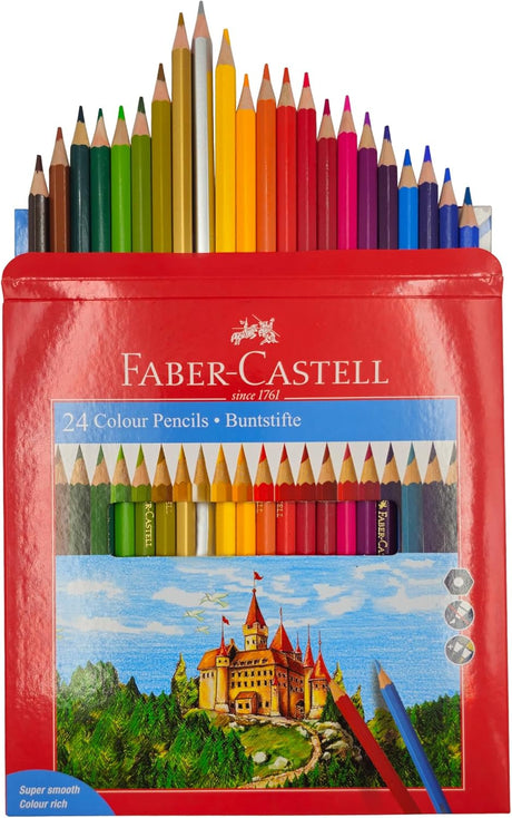 Faber - Castell Color Pencil 24 Colors + Drawing Book A4 120gsm 36 Pages, Drawing and Coloring with this amazing set,Suitable for children ages 3 and above - Al Kabayel Discount CentreFaber - Castell Color Pencil 24 Colors + Drawing Book A4 120gsm 36 Pages, Drawing and Coloring with this amazing set,Suitable for children ages 3 and aboveColor PencilsFABER - CASTELLAl Kabayel Discount Centre