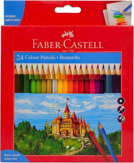 Faber - Castell Color Pencil 24 Colors + Drawing Book A4 120gsm 36 Pages, Drawing and Coloring with this amazing set,Suitable for children ages 3 and above - Al Kabayel Discount CentreFaber - Castell Color Pencil 24 Colors + Drawing Book A4 120gsm 36 Pages, Drawing and Coloring with this amazing set,Suitable for children ages 3 and aboveColor PencilsFABER - CASTELLAl Kabayel Discount Centre