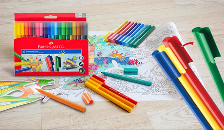Faber - Castell Connector Felt Pen 20 Assorted Colors, Washes out of most fabrics, Due to special connecting caps, felt tip pens are easy to clip together - Al Kabayel Discount CentreFaber - Castell Connector Felt Pen 20 Assorted Colors, Washes out of most fabrics, Due to special connecting caps, felt tip pens are easy to clip togetherColor PencilsFABER - CASTELLAl Kabayel Discount Centre