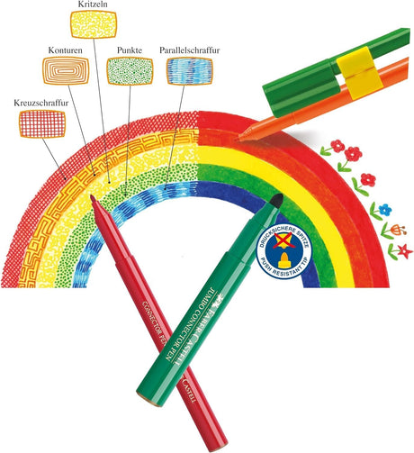 Faber - Castell Connector Felt Pen 20 Assorted Colors, Washes out of most fabrics, Due to special connecting caps, felt tip pens are easy to clip together - Al Kabayel Discount CentreFaber - Castell Connector Felt Pen 20 Assorted Colors, Washes out of most fabrics, Due to special connecting caps, felt tip pens are easy to clip togetherColor PencilsFABER - CASTELLAl Kabayel Discount Centre