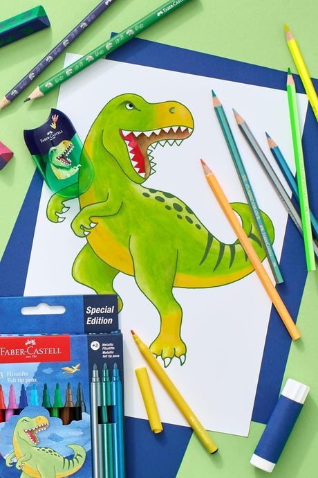 Faber-Castell Dinosaur Special Edition Felt Tip Pens – 10 + 3 Metallic Colors - Al Kabayel Discount CentreFaber-Castell Dinosaur Special Edition Felt Tip Pens – 10 + 3 Metallic ColorsColor PensFABER-CASTELLAl Kabayel Discount Centre