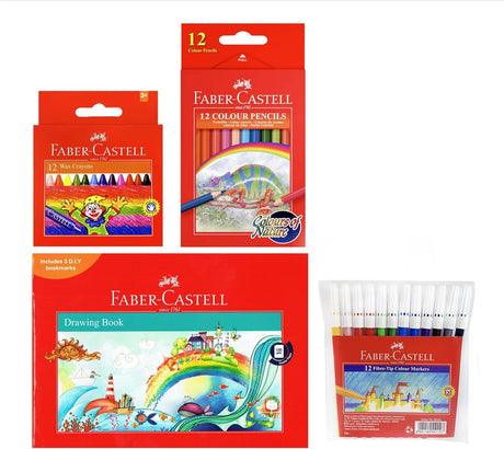 Faber - Castell Drawing Set: A4 Book, 12 Color Pencils, 12 Felt Pens, 12 Wax Crayons, 1909 - Al Kabayel Discount CentreFaber - Castell Drawing Set: A4 Book, 12 Color Pencils, 12 Felt Pens, 12 Wax Crayons, 1909Color PencilsFABER - CASTELLAl Kabayel Discount Centre