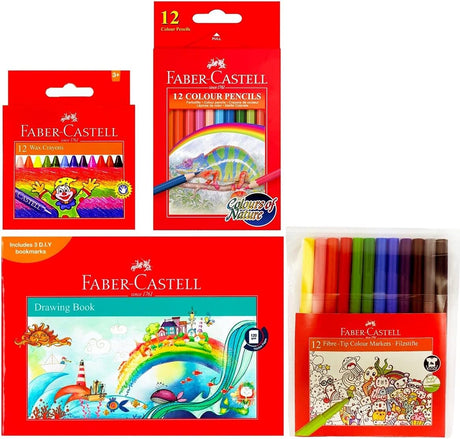 Faber - Castell Drawing Set: A4 Book, 12 Color Pencils, 12 Felt Pens, 12 Wax Crayons, 1909 - Al Kabayel Discount CentreFaber - Castell Drawing Set: A4 Book, 12 Color Pencils, 12 Felt Pens, 12 Wax Crayons, 1909Color PencilsFABER - CASTELLAl Kabayel Discount Centre