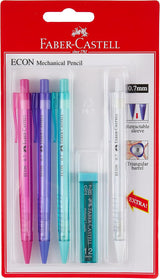 Faber - Castell ECON Mechanical Pencil 0.7mm – Pack of 3 + 1 Refill Tube, Multicolor - Al Kabayel Discount CentreFaber - Castell ECON Mechanical Pencil 0.7mm – Pack of 3 + 1 Refill Tube, MulticolorPens, Pencils & MarkersFABER CASTELLAl Kabayel Discount Centre