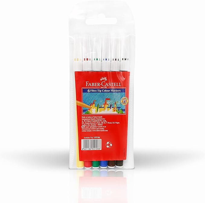 Faber - Castell Felt Pen 6 Color, Water - Based Colours Will Easily Wash Out Of Fabrics - Al Kabayel Discount CentreFaber - Castell Felt Pen 6 Color, Water - Based Colours Will Easily Wash Out Of FabricsColor PencilsFABER - CASTELLAl Kabayel Discount Centre