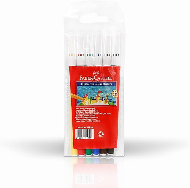 Faber - Castell Felt Pen 6 Color, Water - Based Colours Will Easily Wash Out Of Fabrics - Al Kabayel Discount CentreFaber - Castell Felt Pen 6 Color, Water - Based Colours Will Easily Wash Out Of FabricsColor PencilsFABER - CASTELLAl Kabayel Discount Centre