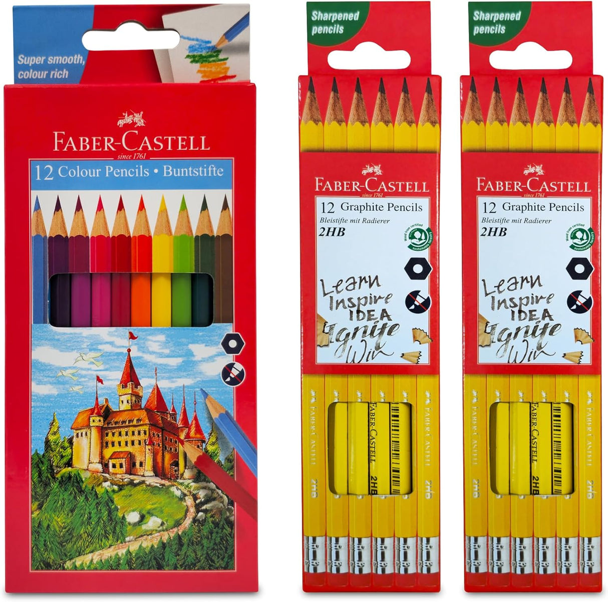 Faber-Castell Graphite & Colour Pencil Set – 2HB (24pcs) + 12 Colours - Al Kabayel Discount CentreFaber-Castell Graphite & Colour Pencil Set – 2HB (24pcs) + 12 ColoursPens, Pencils & MarkersFABER-CASTELLAl Kabayel Discount Centre