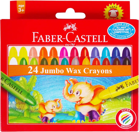 Faber - Castell Jumbo Wax Crayons – 24 Shades | Multicolor | Age 3+ - Al Kabayel Discount CentreFaber - Castell Jumbo Wax Crayons – 24 Shades | Multicolor | Age 3+CrayonsFABER CASTELLAl Kabayel Discount Centre