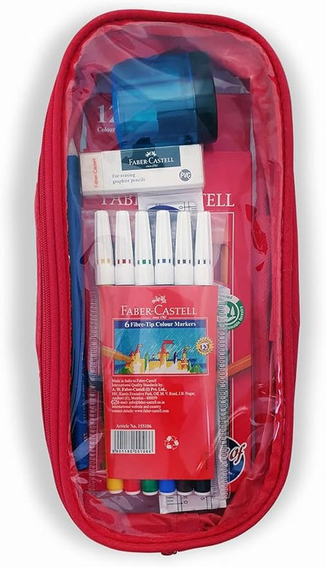 FABER CASTELL Stationery Kit, Colour pencils 12+ Colour pen 6+ Pencil+Ruler 15cm+Eraser+Sharpener - Al Kabayel Discount CentreFABER CASTELL Stationery Kit, Colour pencils 12+ Colour pen 6+ Pencil+Ruler 15cm+Eraser+SharpenerPens, Pencils & MarkersFABER CASTELLAl Kabayel Discount Centre