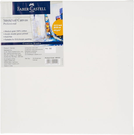 Faber - Castell Stretched Canvas 12 X 12 (30.48X30.48 - cm) 410gsm+ Grip Paint Brushes Round & Flat Combination 5pc (2,6,10, 8, 12) - Al Kabayel Discount CentreFaber - Castell Stretched Canvas 12 X 12 (30.48X30.48 - cm) 410gsm+ Grip Paint Brushes Round & Flat Combination 5pc (2,6,10, 8, 12)Paintbrushes & Painting ToolsFABER - CASTELLAl Kabayel Discount Centre