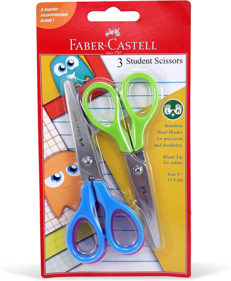 Faber-Castell Student Scissors Set of 3 – Assorted Colors 13.5 cm Blunt Tip - Al Kabayel Discount CentreFaber-Castell Student Scissors Set of 3 – Assorted Colors 13.5 cm Blunt TipScissorsFABER-CASTELLAl Kabayel Discount Centre