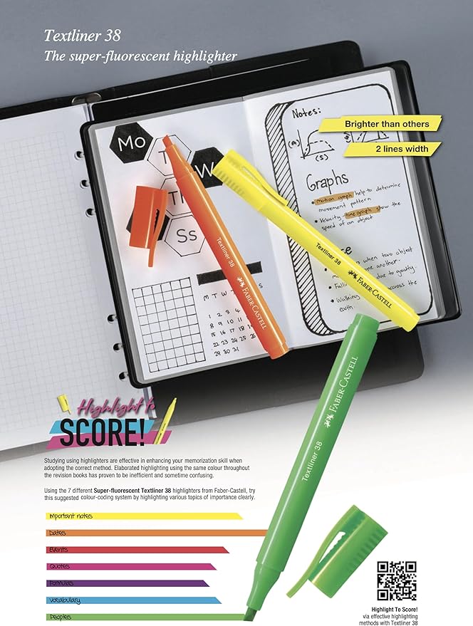 Faber - Castell Textliner 38 Highlighter 6 - Pieces, Multicolor - Al Kabayel Discount CentreFaber - Castell Textliner 38 Highlighter 6 - Pieces, MulticolorPens, Pencils & MarkersFABER - CASTELLAl Kabayel Discount Centre