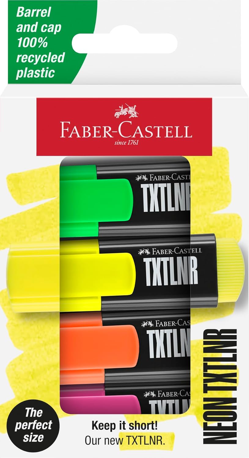 Faber - Castell TXTLNR Neon Mini Highlighter Set – 4 Assorted Colours - Al Kabayel Discount CentreFaber - Castell TXTLNR Neon Mini Highlighter Set – 4 Assorted ColoursPens, Pencils & MarkersFABER CASTELLAl Kabayel Discount Centre