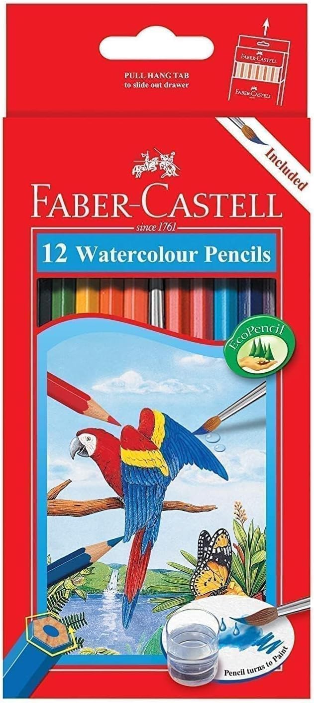 Faber - Castell Watercolour Pencils – 12 Colours | Parrot Design Cardboard Box | EcoPencil - Al Kabayel Discount CentreFaber - Castell Watercolour Pencils – 12 Colours | Parrot Design Cardboard Box | EcoPencilColor PencilsFABER CASTELLAl Kabayel Discount Centre